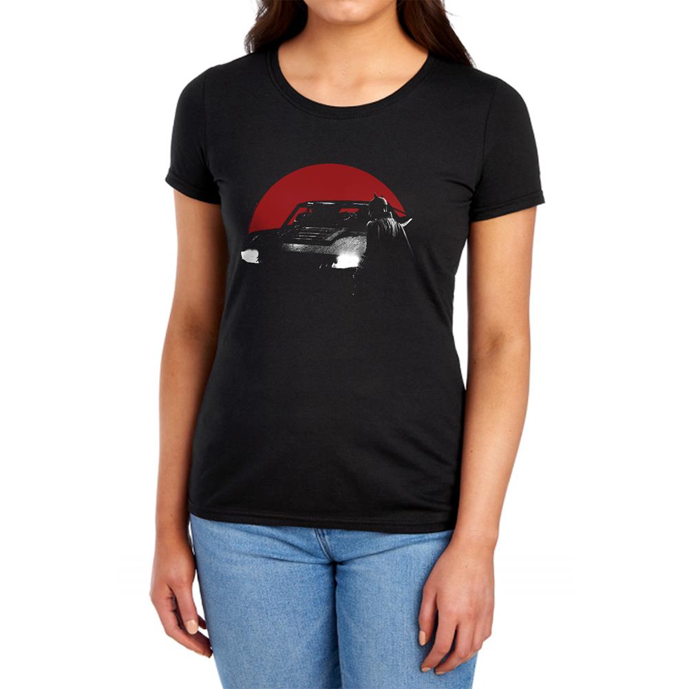 The Batman Red Moon And Batmobile Women's 18/1 Cotton SS T