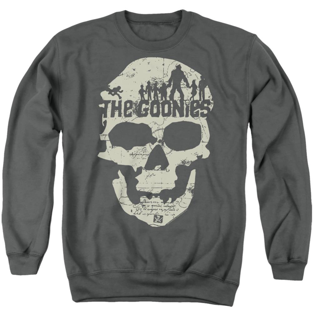 The Goonies Skull Map Men's Crewneck 50 50 Poly Long-Sleeve T-Shirt