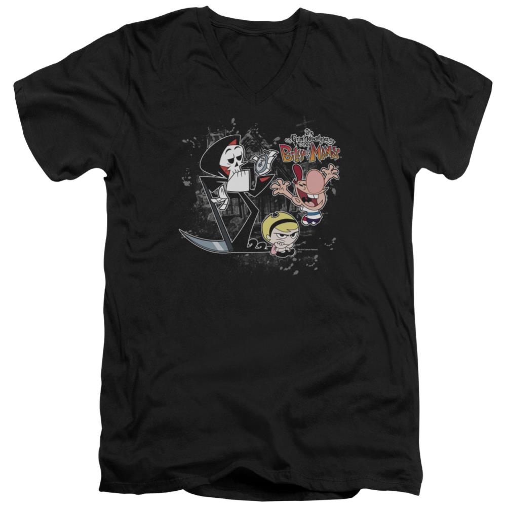 The Grim Adventures of Billy & Mandy Splatter Cast Men's 30/1 Cotton Slim V-Neck T-Shirt