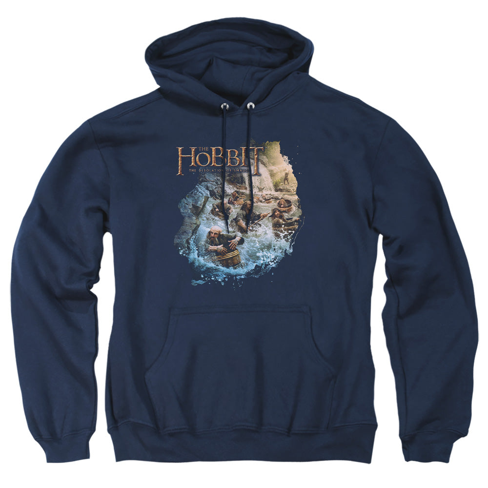 The Hobbit Barreling Down Men's Pull-Over 75 25 Poly Hoodie