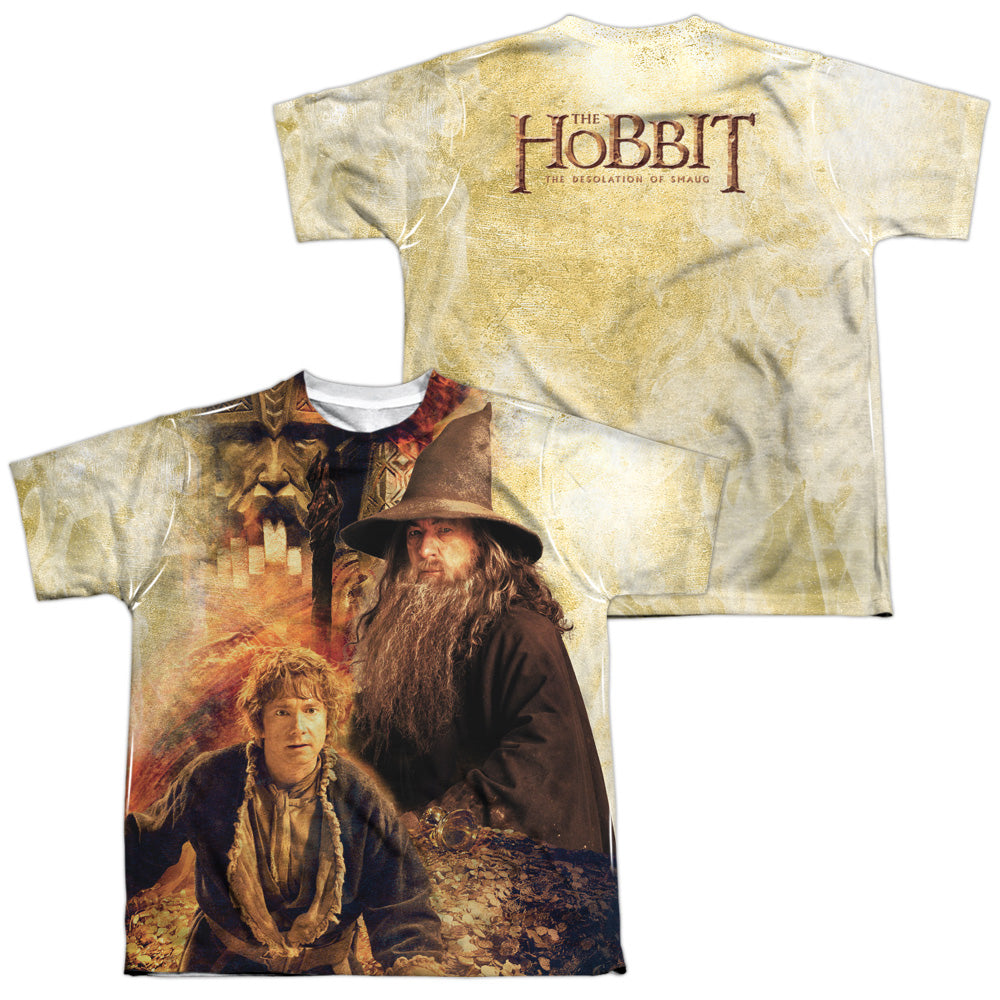 The Hobbit Bilbo And Gandalf (Front & Back Print) Youth Regular Fit Poly Short-Sleeve T-Shirt