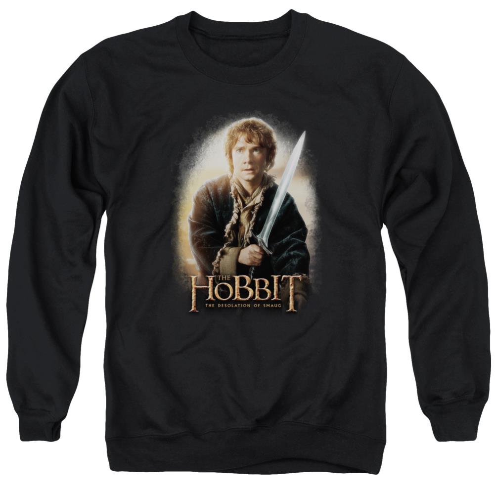 The Hobbit Bilbo And Sting Men's Crewneck 50 50 Poly Long-Sleeve T-Shirt
