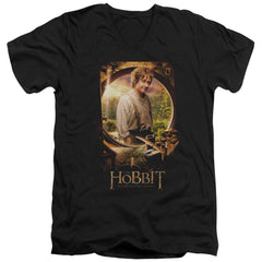 The Hobbit Bilbo Poster Men's 30/1 Cotton Slim V-Neck T-Shirt