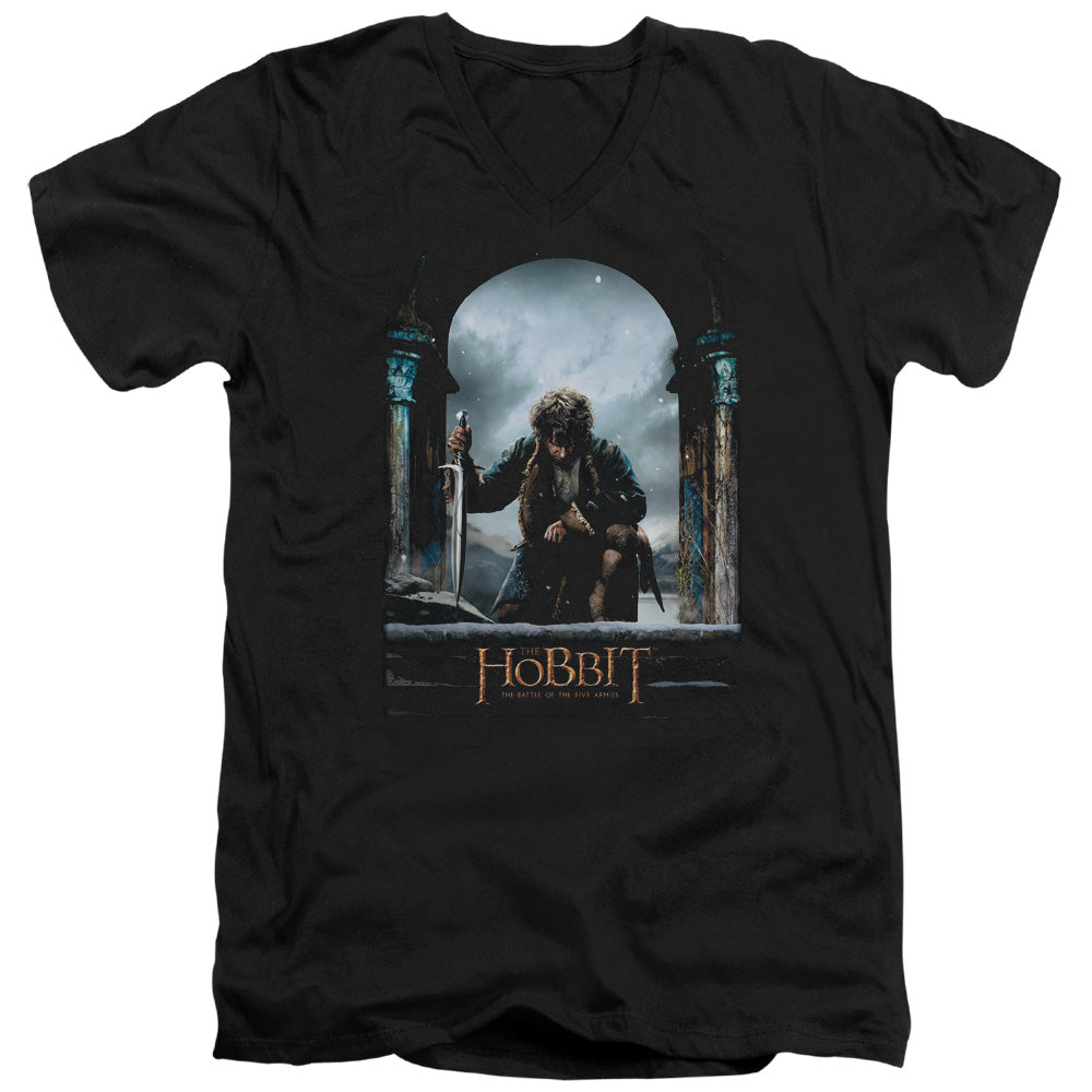 The Hobbit Bilbo Poster Men's 30/1 Cotton Slim V-Neck T-Shirt