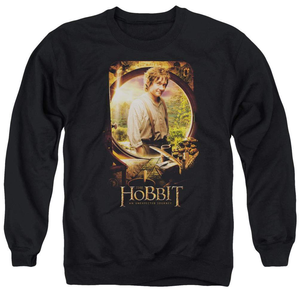 The Hobbit Bilbo Poster Men's Crewneck 50 50 Poly Long-Sleeve T-Shirt