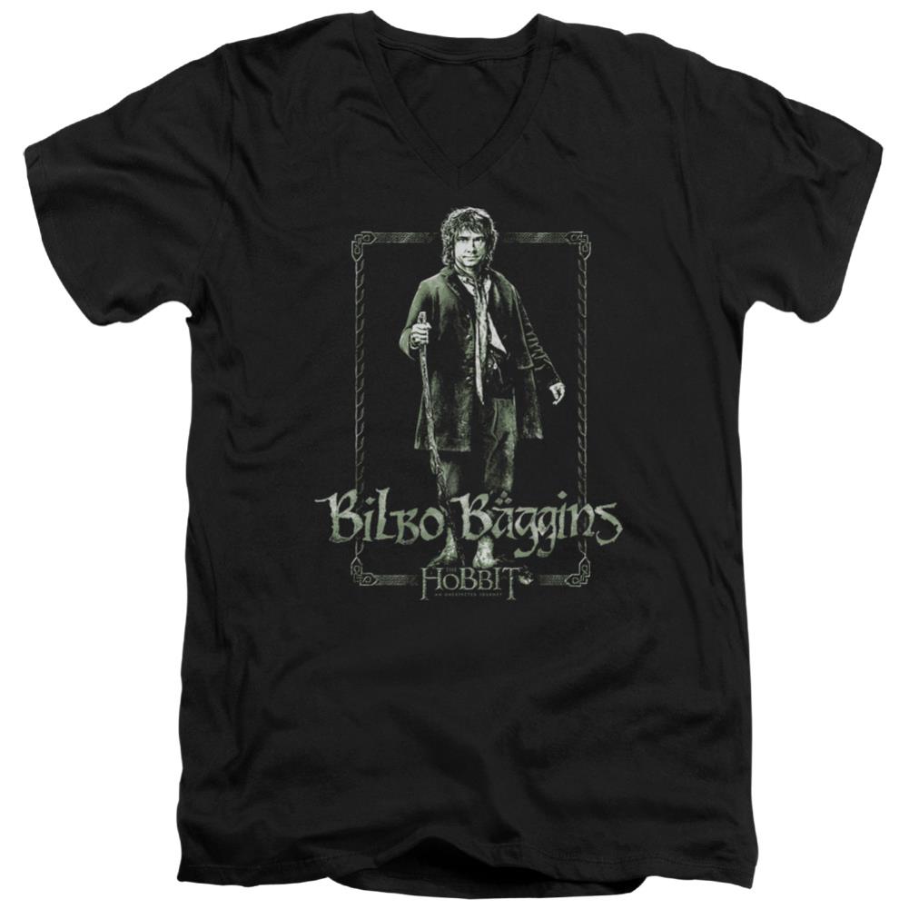 The Hobbit Bilbo Stare Men's 30/1 Cotton Slim V-Neck T-Shirt