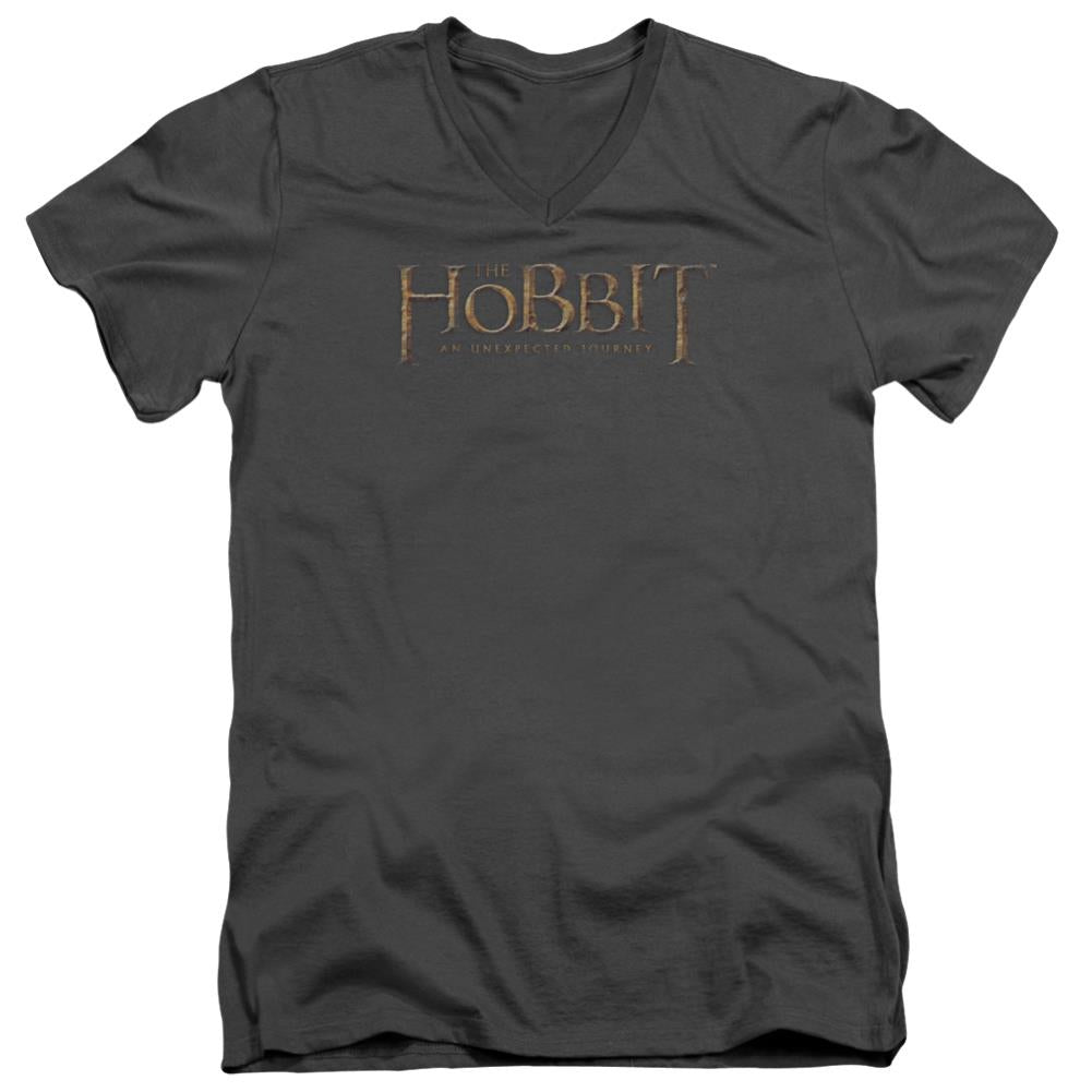 The Hobbit Distressed Logo Men's 30/1 Cotton Slim V-Neck T-Shirt