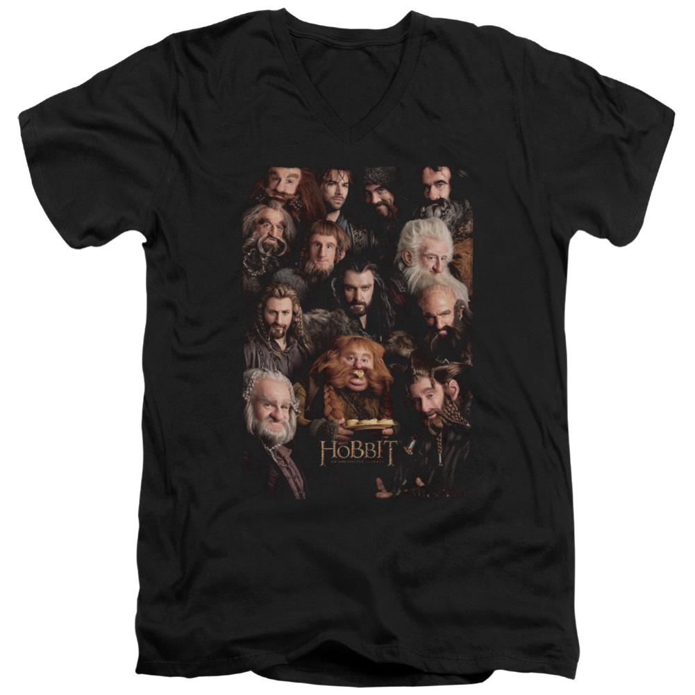 The Hobbit Dwarves Poster Men's 30/1 Cotton Slim V-Neck T-Shirt