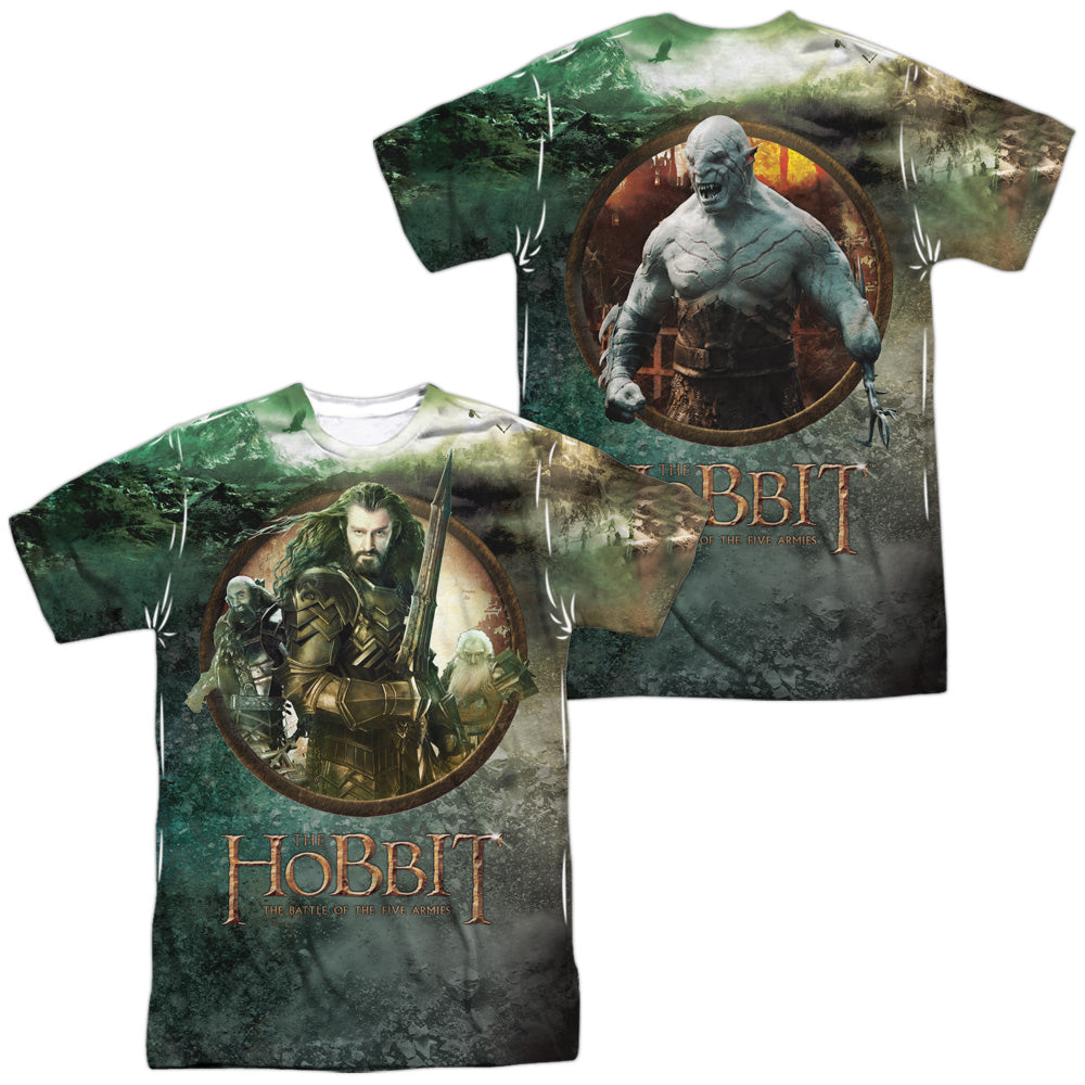 The Hobbit Dwarves Vs Azog (Front/Back) Men's Regular Fit Polyester Short-Sleeve T-Shirt