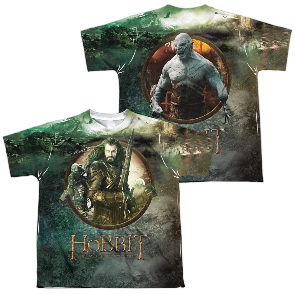 The Hobbit Dwarves Vs Azog (Front/Back) Youth Regular Fit Poly Short-Sleeve T-Shirt
