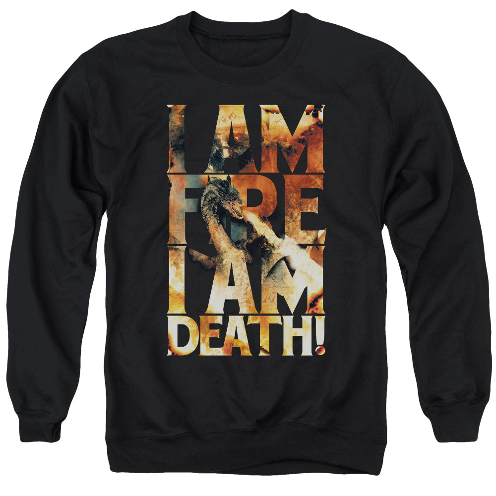 The Hobbit I Am Fire Men's Crewneck 50 50 Poly Long-Sleeve T-Shirt