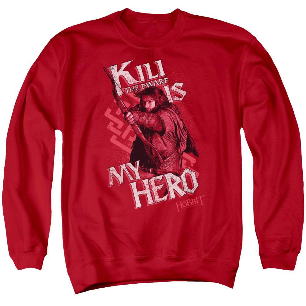 The Hobbit Kili Is My Hero Men's Crewneck 50 50 Poly Long-Sleeve T-Shirt