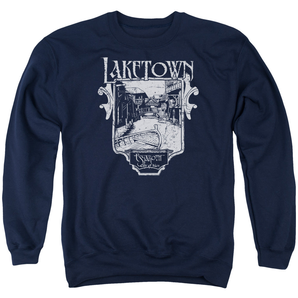 The Hobbit Laketown Simple Men's Crewneck 50 50 Poly Long-Sleeve T-Shirt