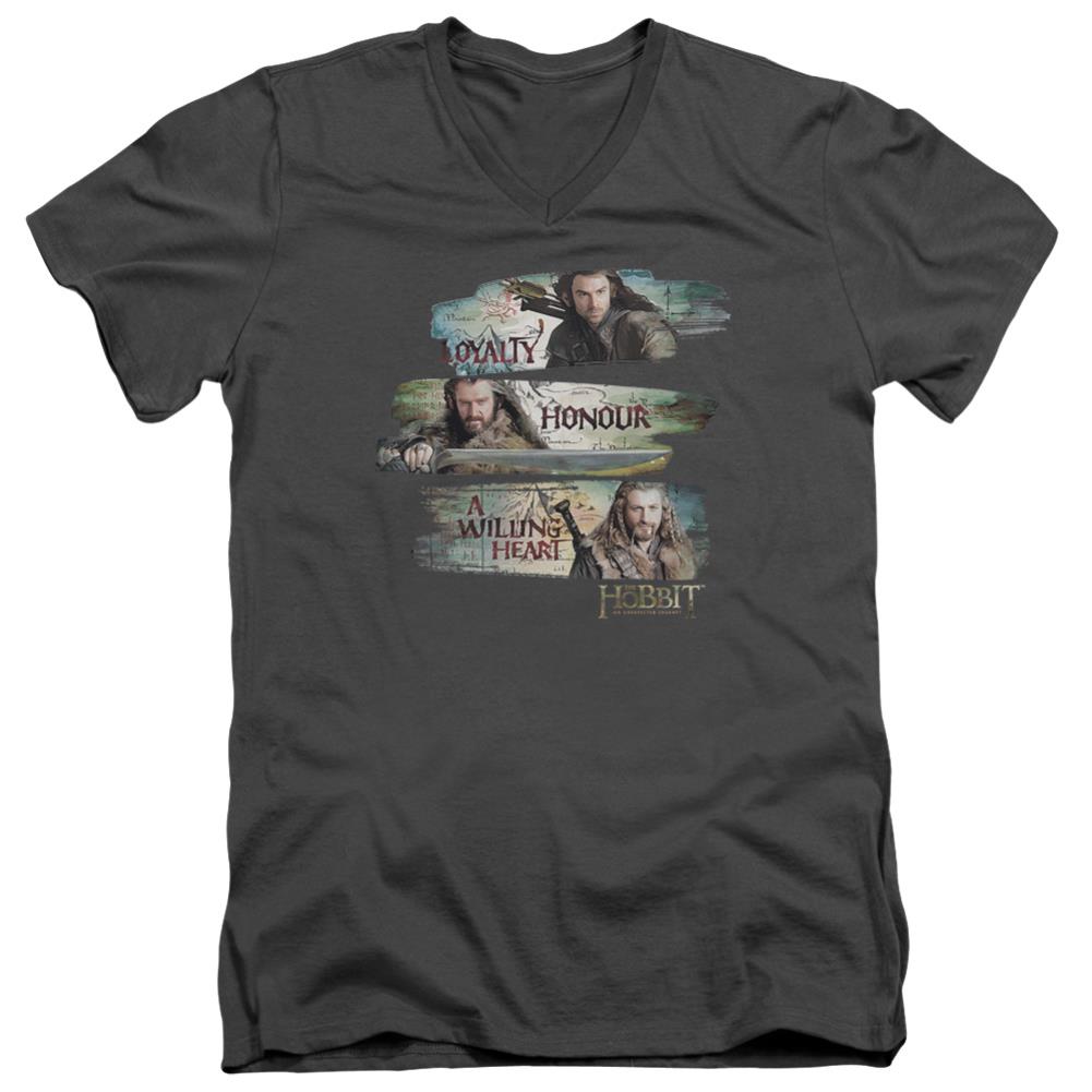 The Hobbit Loyalty And Honour Men's 30/1 Cotton Slim V-Neck T-Shirt