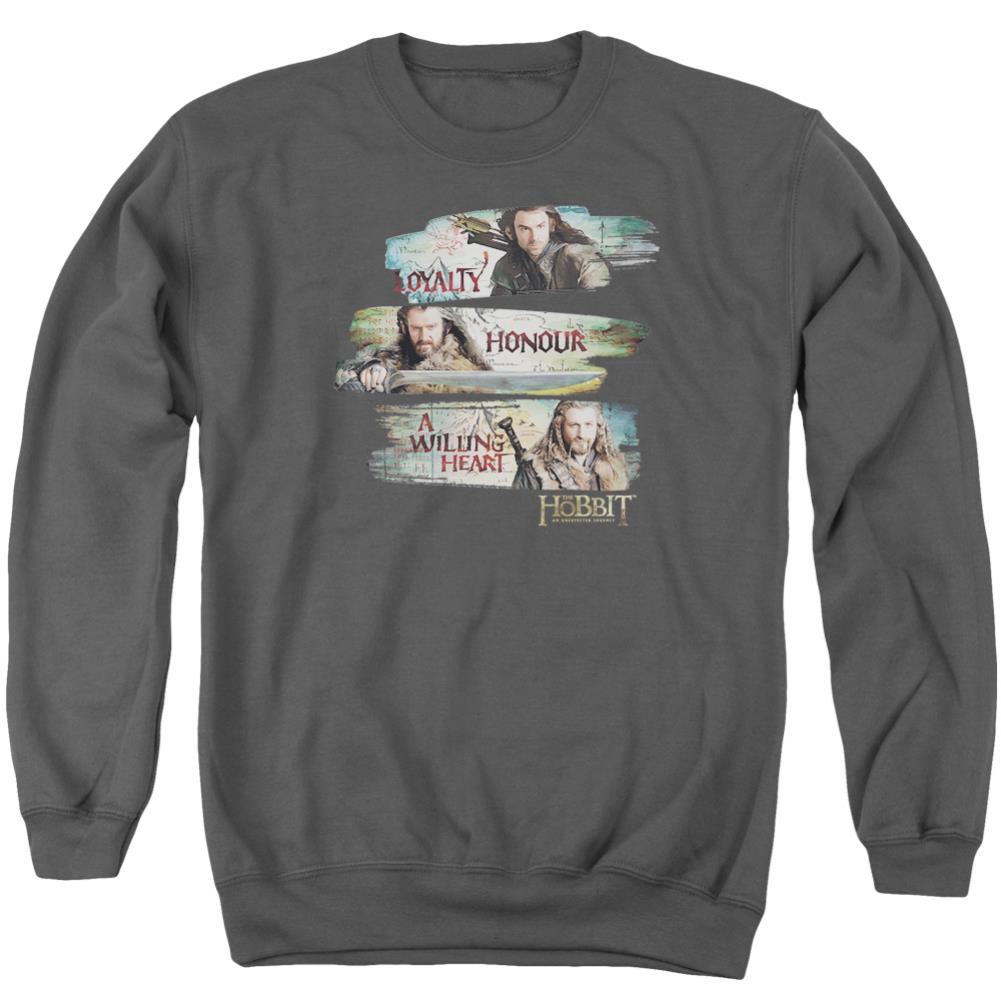 The Hobbit Loyalty And Honour Men's Crewneck 50 50 Poly Long-Sleeve T-Shirt
