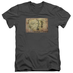 The Hobbit Middle Earth Map Men's 30/1 Cotton Slim V-Neck T-Shirt
