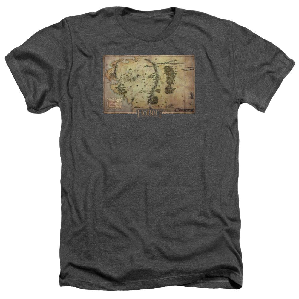 The Hobbit Middle Earth Map Men's 30/1 Heather 60 40 Poly Short-Sleeve T-Shirt