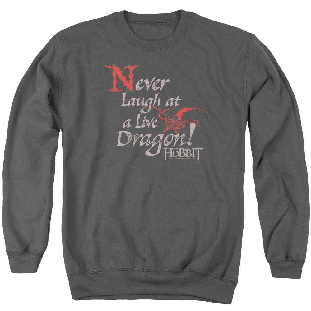 The Hobbit Never Laugh Men's Crewneck 50 50 Poly Long-Sleeve T-Shirt