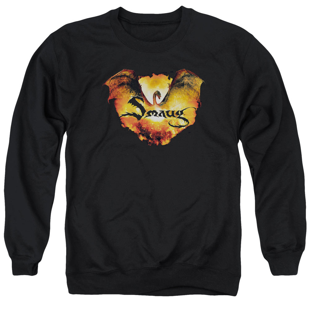 The Hobbit Reign In Flame Men's Crewneck 50 50 Poly Long-Sleeve T-Shirt