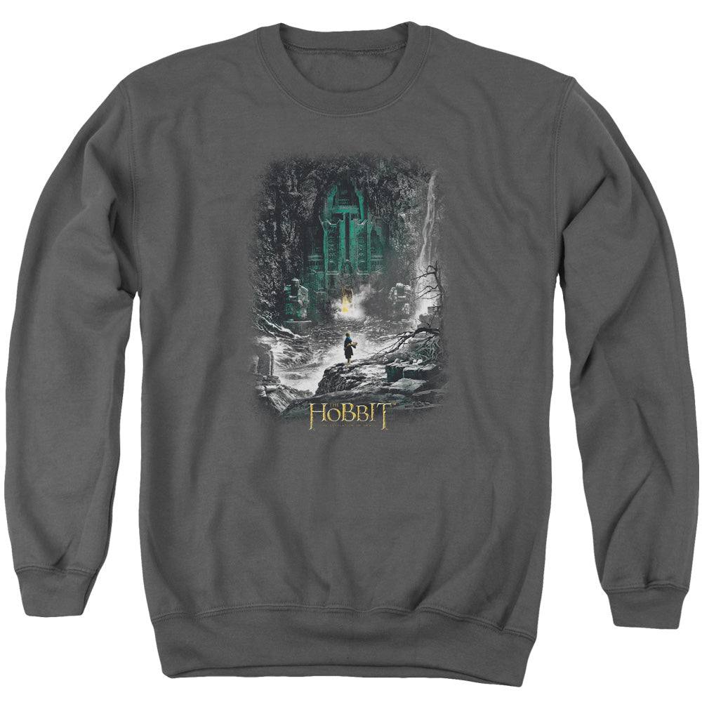 The Hobbit Second Thoughts Men's Crewneck 50 50 Poly Long-Sleeve T-Shirt