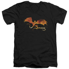The Hobbit Smaug On Fire Men's 30/1 Cotton Slim V-Neck T-Shirt