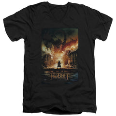 The Hobbit Smaug Poster Men's 30/1 Cotton Slim V-Neck T-Shirt