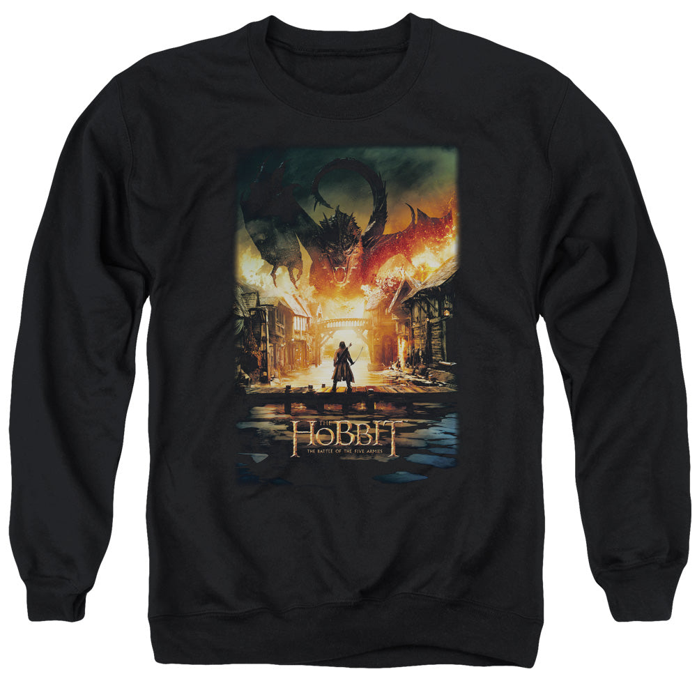 The Hobbit Smaug Poster Men's Crewneck 50 50 Poly Long-Sleeve T-Shirt