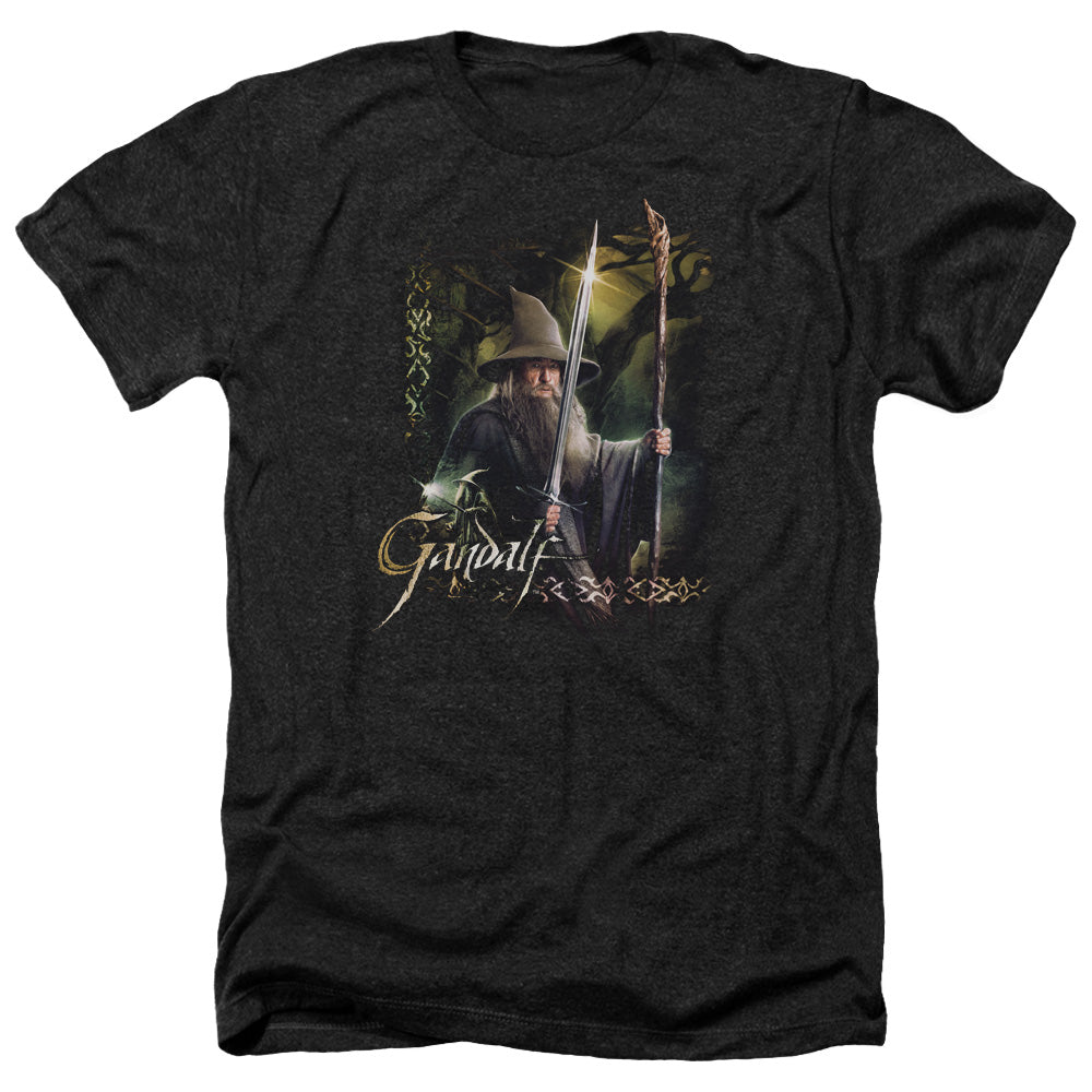 The Hobbit Sword And Staff Men's 30/1 Heather 60 40 Poly Short-Sleeve T-Shirt