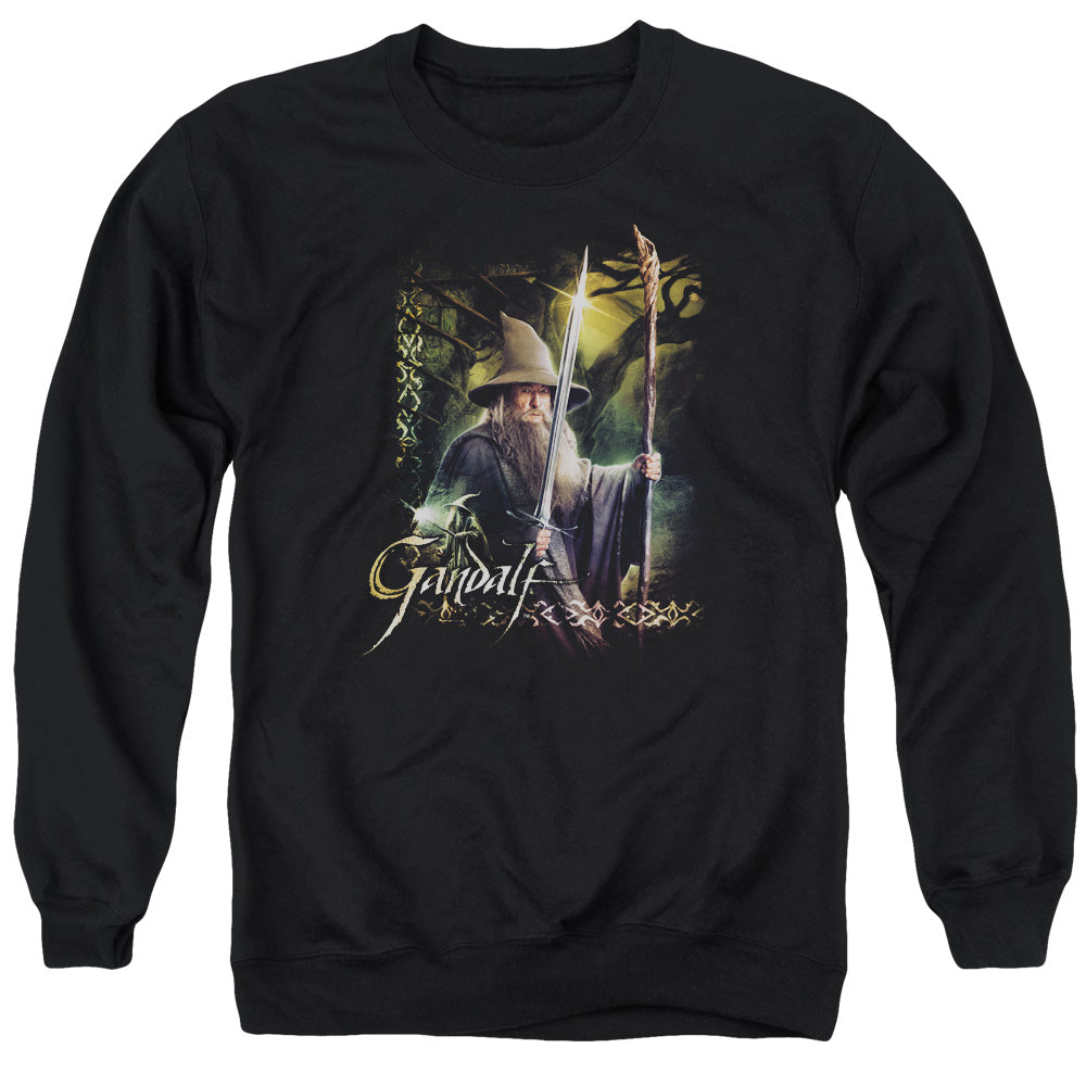 The Hobbit Sword And Staff Men's Crewneck 50 50 Poly Long-Sleeve T-Shirt