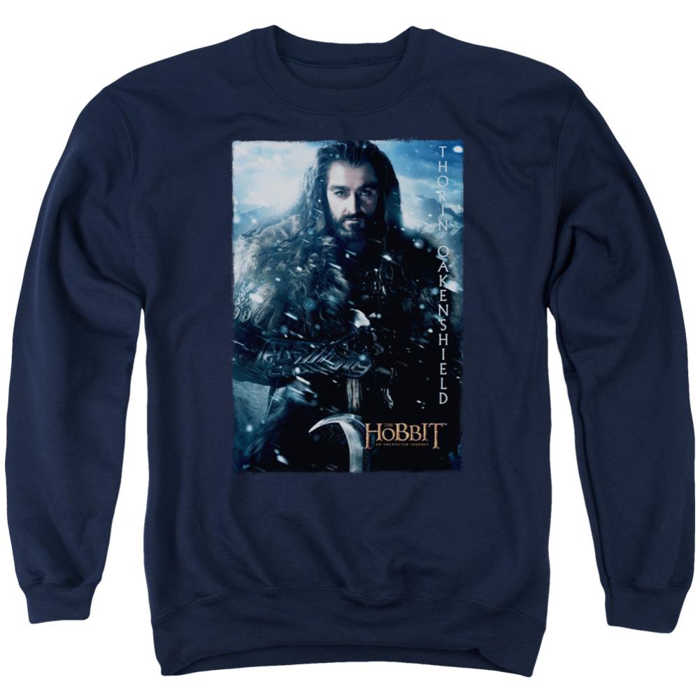 The Hobbit Thorin Poster Men's Crewneck 50 50 Poly Long-Sleeve T-Shirt