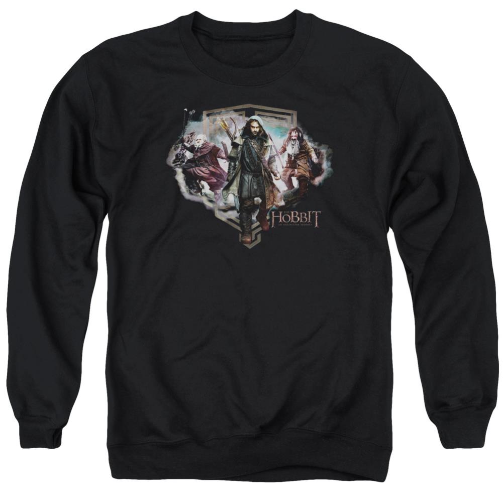 The Hobbit Three Dwarves Men's Crewneck 50 50 Poly Long-Sleeve T-Shirt