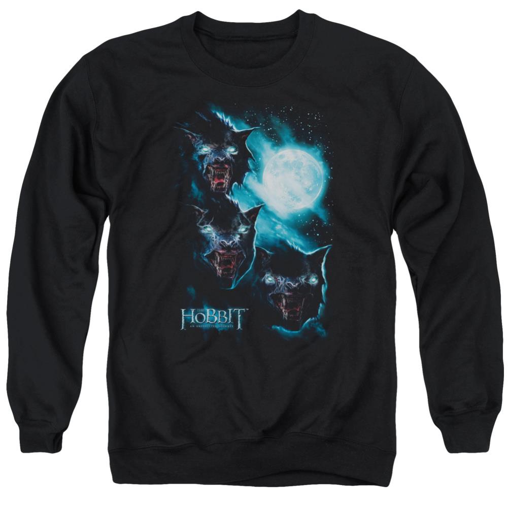 The Hobbit Three Warg Moon Men's Crewneck 50 50 Poly Long-Sleeve T-Shirt