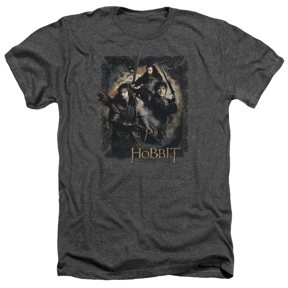 The Hobbit Weapons Drawn Men's 30/1 Heather 60 40 Poly Short-Sleeve T-Shirt