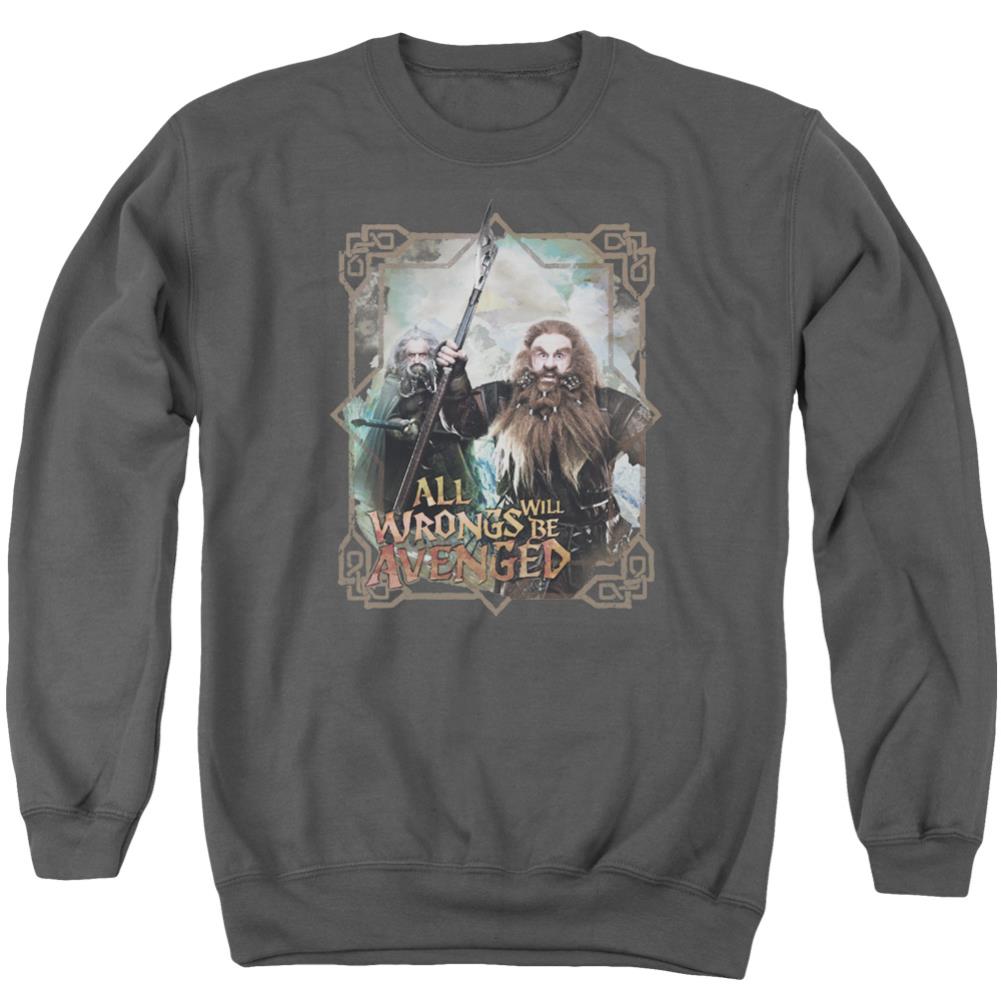 The Hobbit Wrongs Avenged Men's Crewneck 50 50 Poly Long-Sleeve T-Shirt