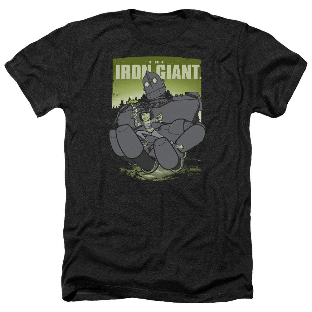 The Iron Giant Helping Hand Men's 30/1 Heather 60 40 Poly Short-Sleeve T-Shirt