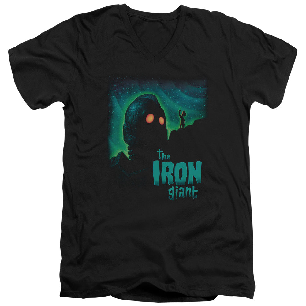 The Iron Giant Look To The Stars Men's 30/1 Cotton Slim V-Neck T-Shirt