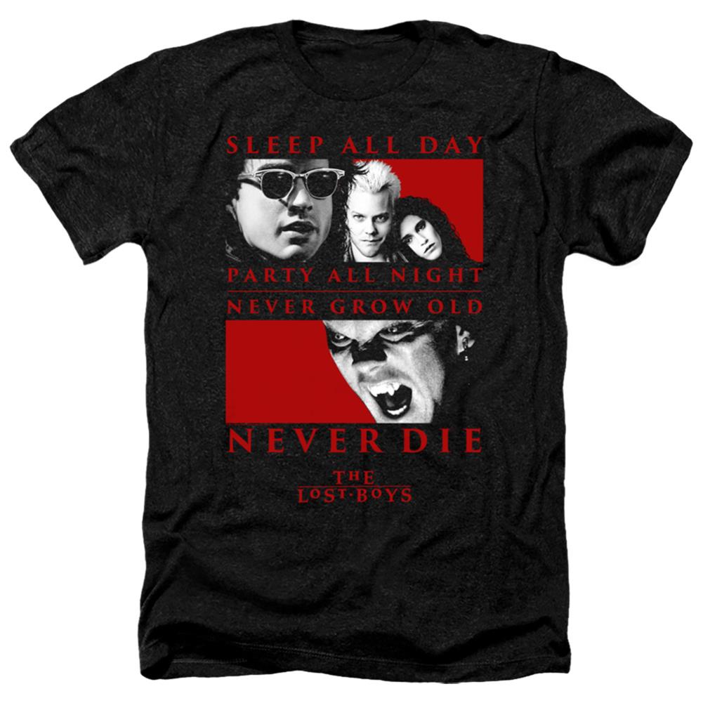 The Lost Boys Never Die Men's 30/1 Heather 60 40 Poly Short-Sleeve T-Shirt