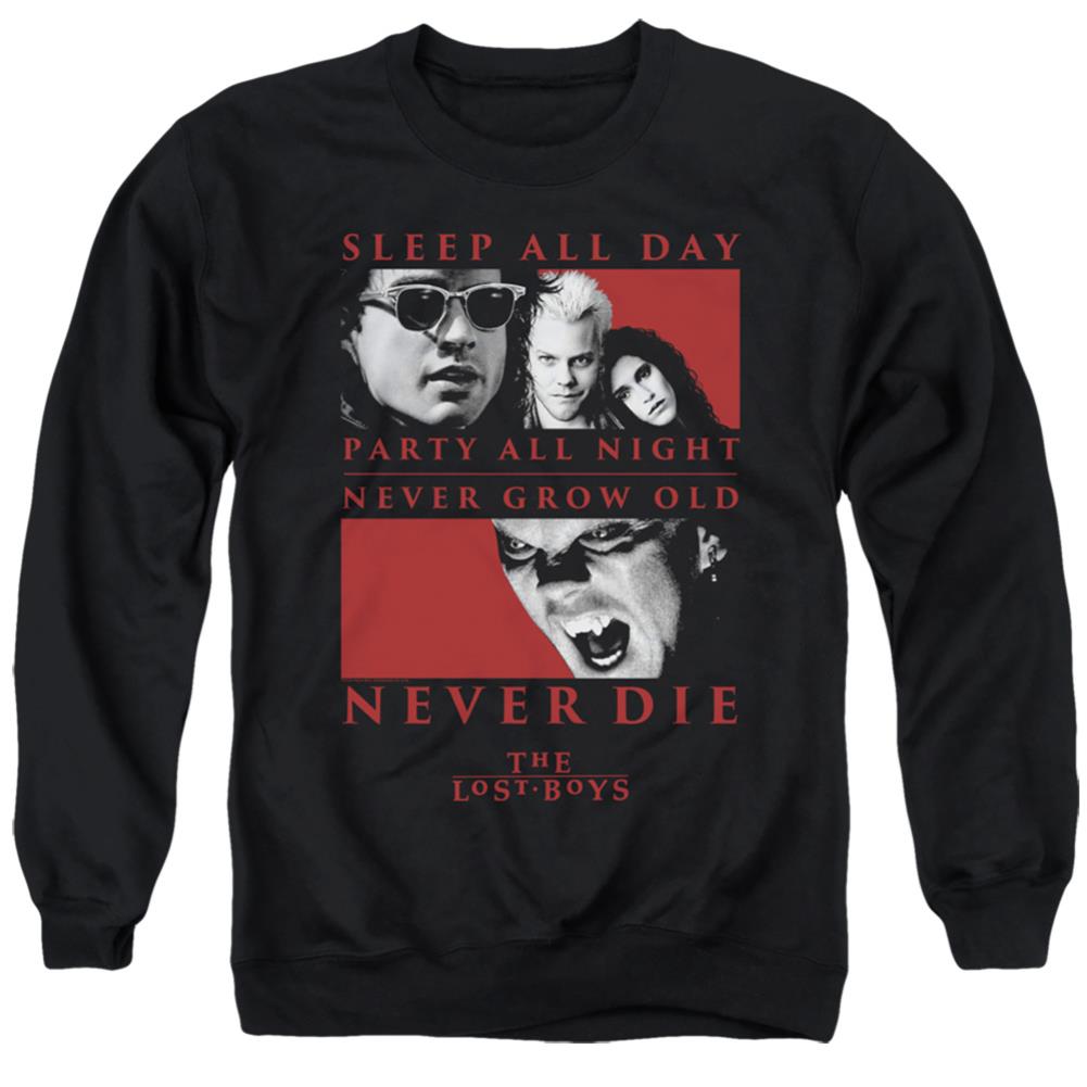 The Lost Boys Never Die Men's Crewneck 50 50 Poly Long-Sleeve T-Shirt