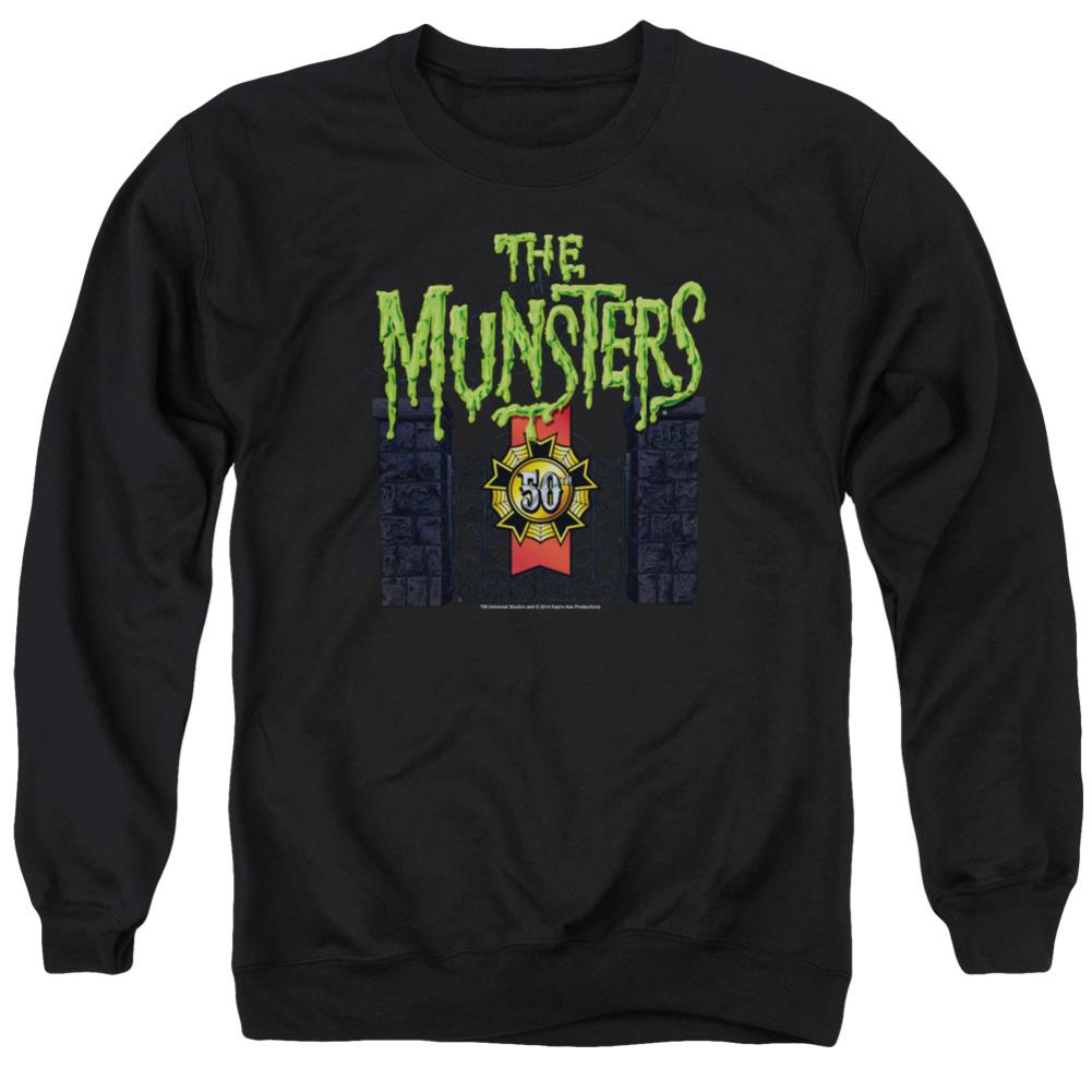 The Munsters 50 Year Logo Men's Crewneck 50 50 Poly Long-Sleeve T-Shirt