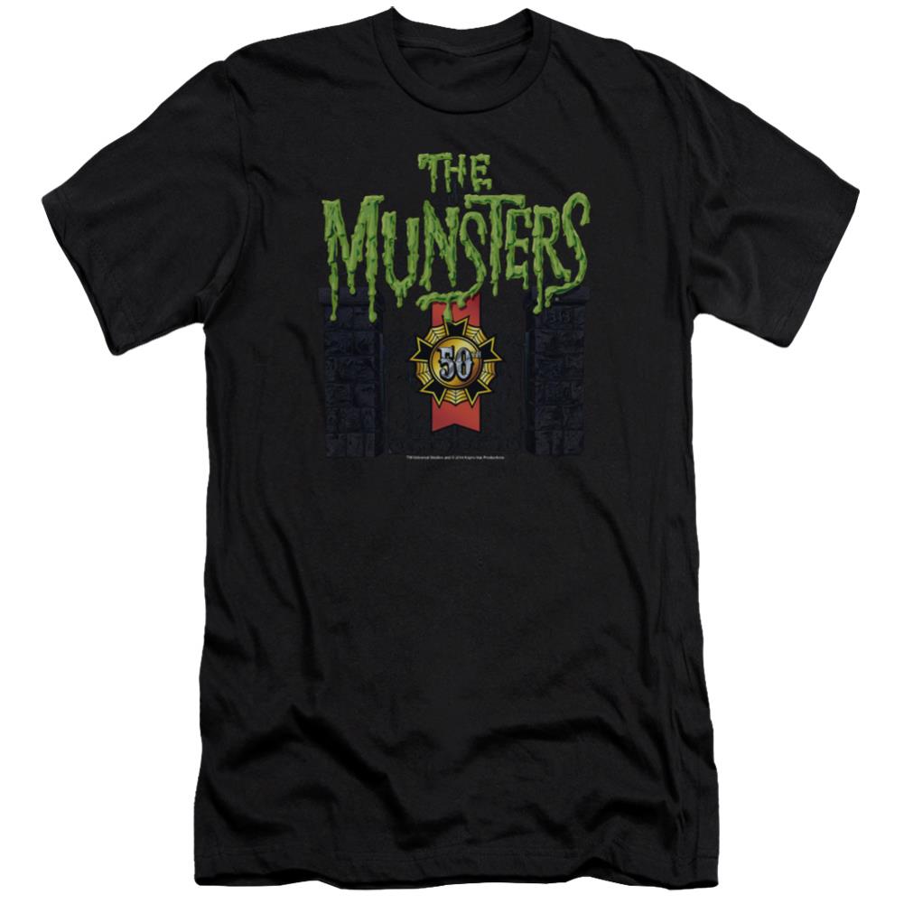 The Munsters 50 Year Logo Men's Ultra-Soft 30/1 Cotton Slim Short-Sleeve T-Shirt