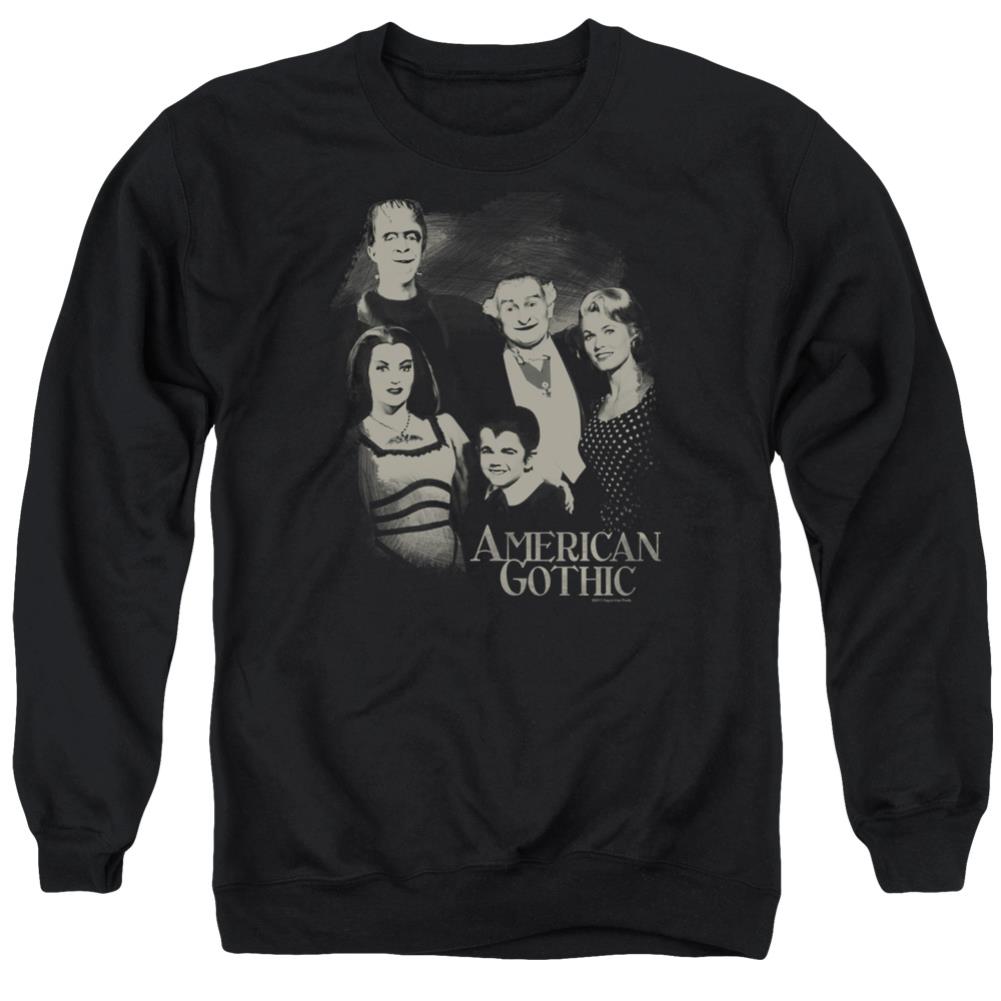 The Munsters American Gothic Men's Crewneck 50 50 Poly Long-Sleeve T-Shirt