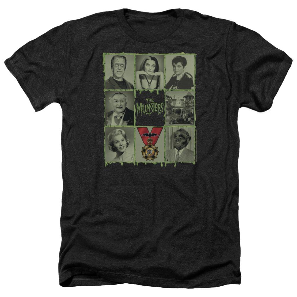 The Munsters Blocks Men's 30/1 Heather 60 40 Poly Short-Sleeve T-Shirt