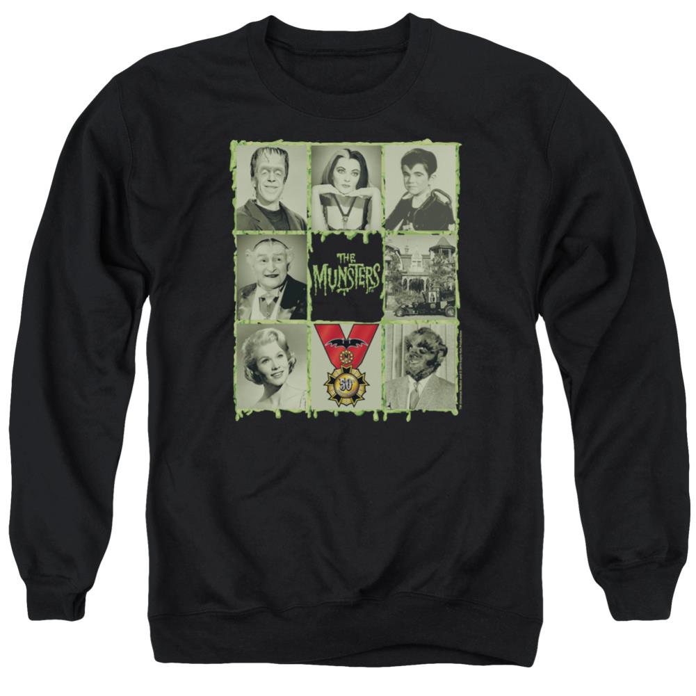 The Munsters Blocks Men's Crewneck 50 50 Poly Long-Sleeve T-Shirt