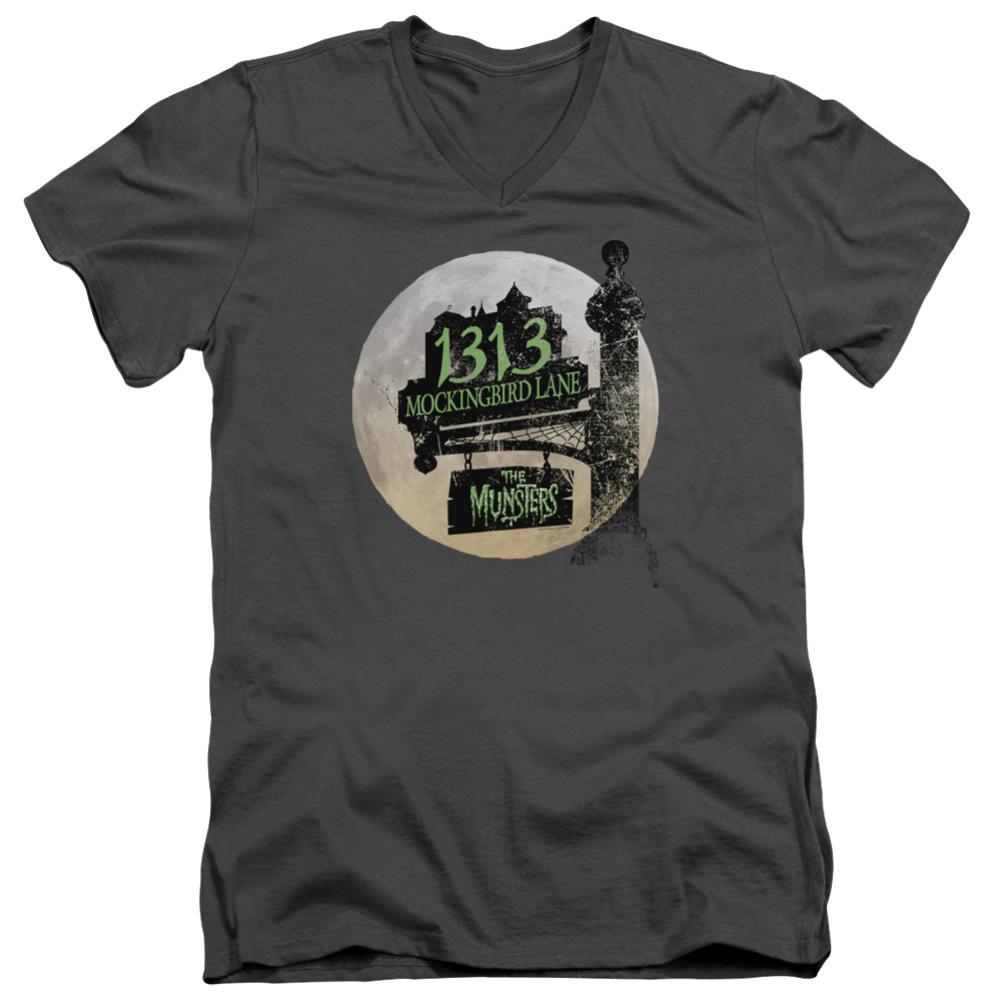 The Munsters Moonlit Address Men's 30/1 Cotton Slim V-Neck T-Shirt
