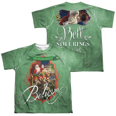 The Polar Express Santa (Front/Back Print) Youth Regular Fit Poly Short-Sleeve T-Shirt