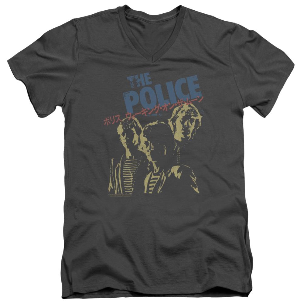 The Police Japanese Poster Men's 30/1 Cotton Slim V-Neck T-Shirt