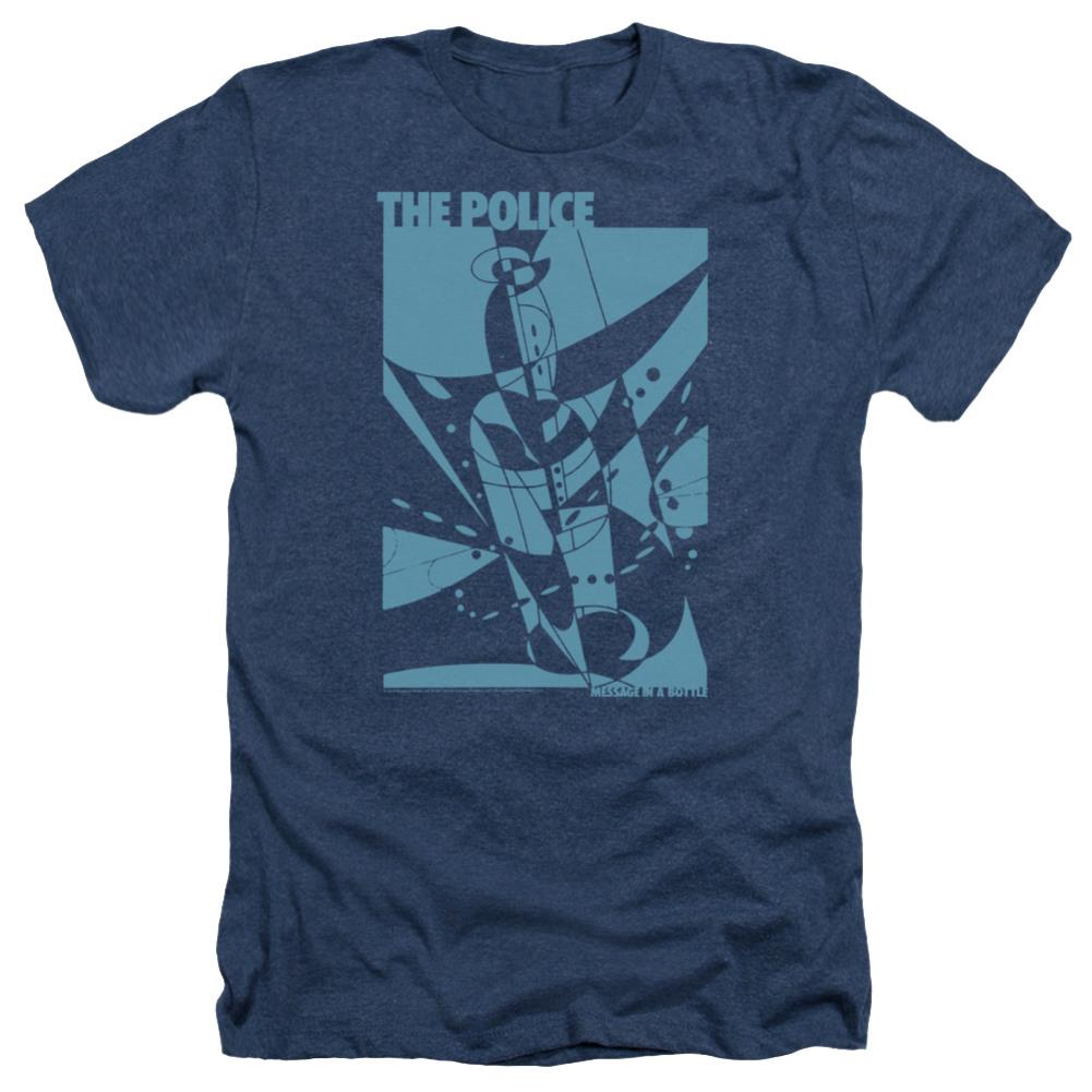 The Police Message In A Bottle Men's 30/1 Heather 60 40 Poly Short-Sleeve T-Shirt