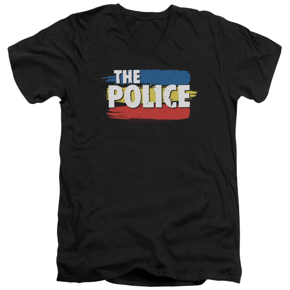 The Police Three Stripes Logo Men's 30/1 Cotton Slim V-Neck T-Shirt