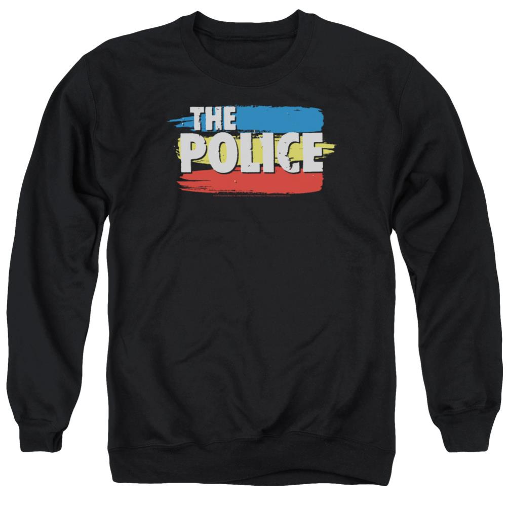 The Police Three Stripes Logo Men's Crewneck 50 50 Poly Long-Sleeve T-Shirt