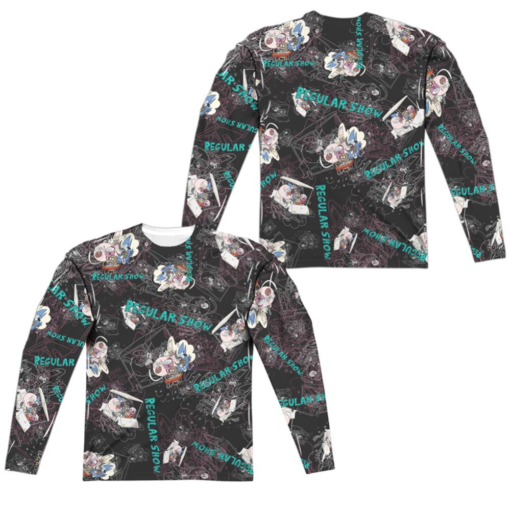 The Regular Show Golf Cart Ride (Front/Back Print) Men's Regular Fit Polyester Long-Sleeve T-Shirt